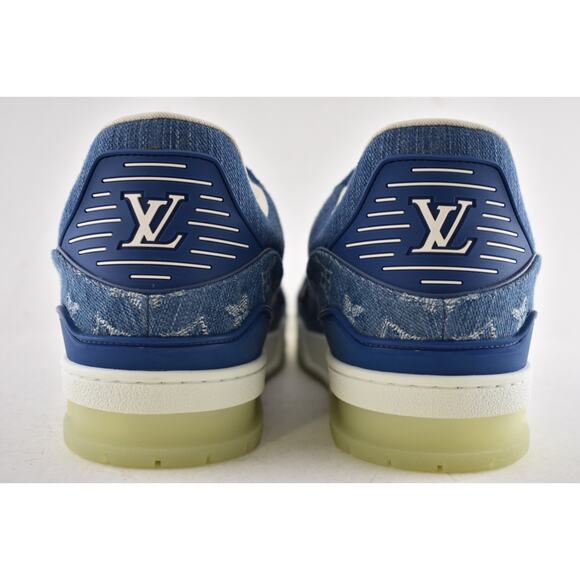 Louis Vuitton Blue Denim Monogram LV Logo Low Top Trainer Sneaker UK 9 US 10 11 - Picture 12 of 13